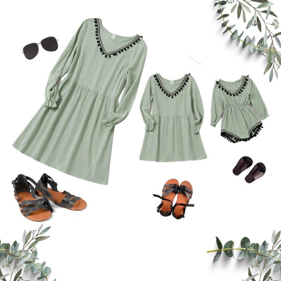 Infant Olive Linen Romper - Picture 6 of 6